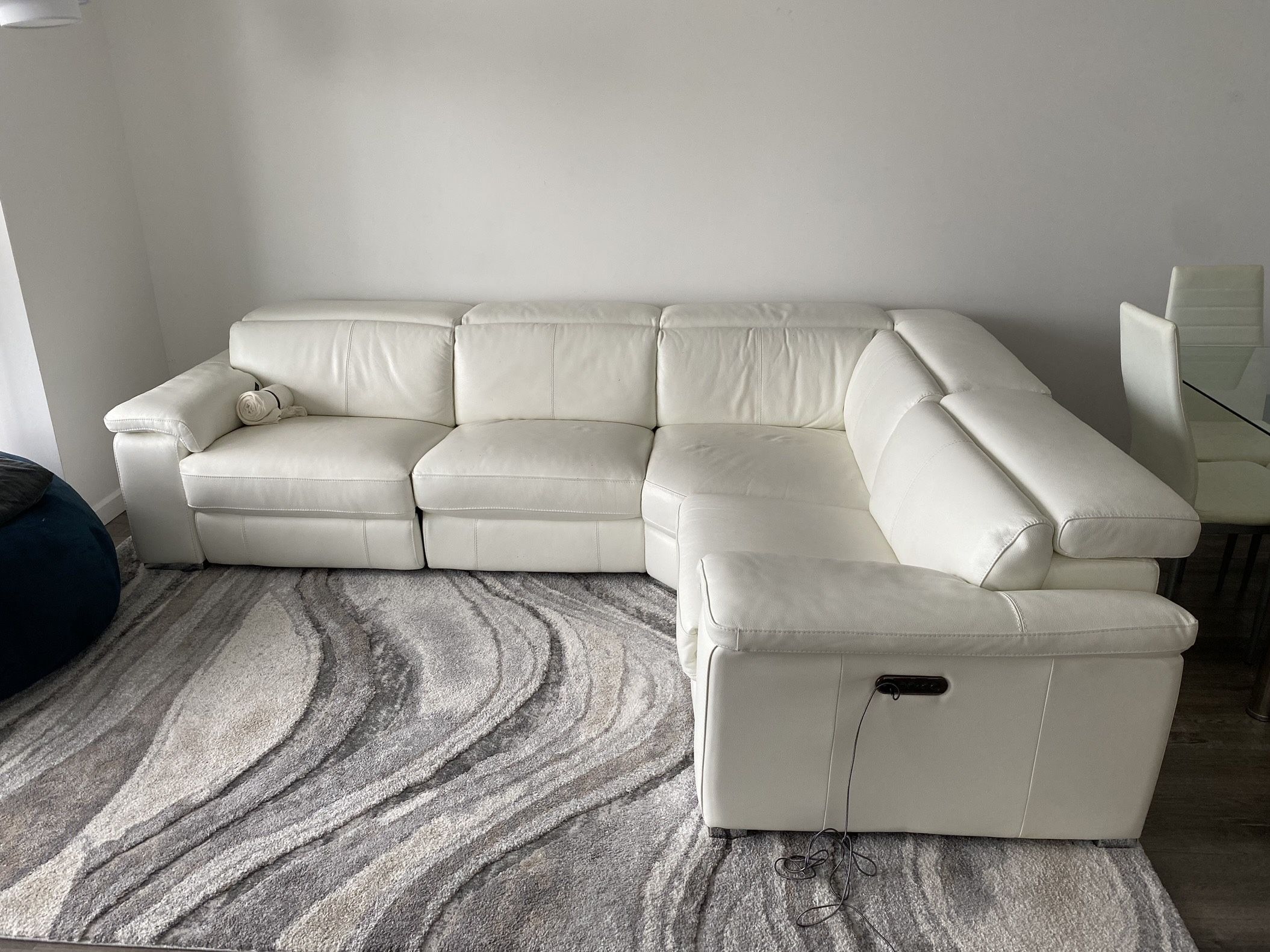 White Italian Leather Modern Sofa