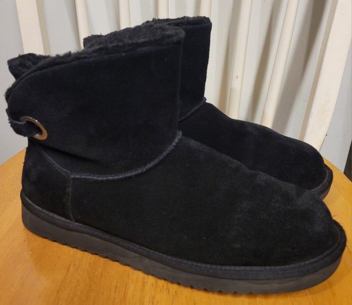 Koolaburra By Ugg Nalie Mini Black Suede Ankle Booties Boots Women Size 10