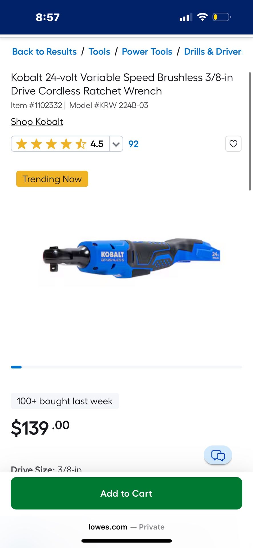 Kobalt Impact And Wrench Both For $100