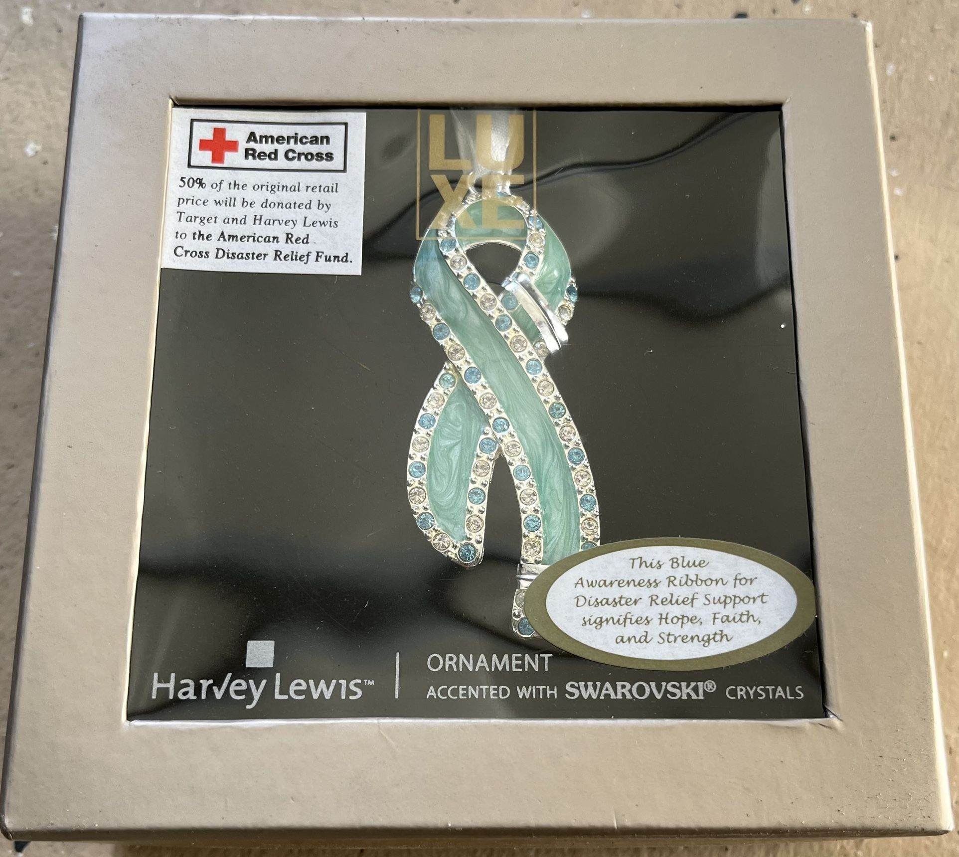 American Red Cross Swarovski Ribbon Christmas Ornament