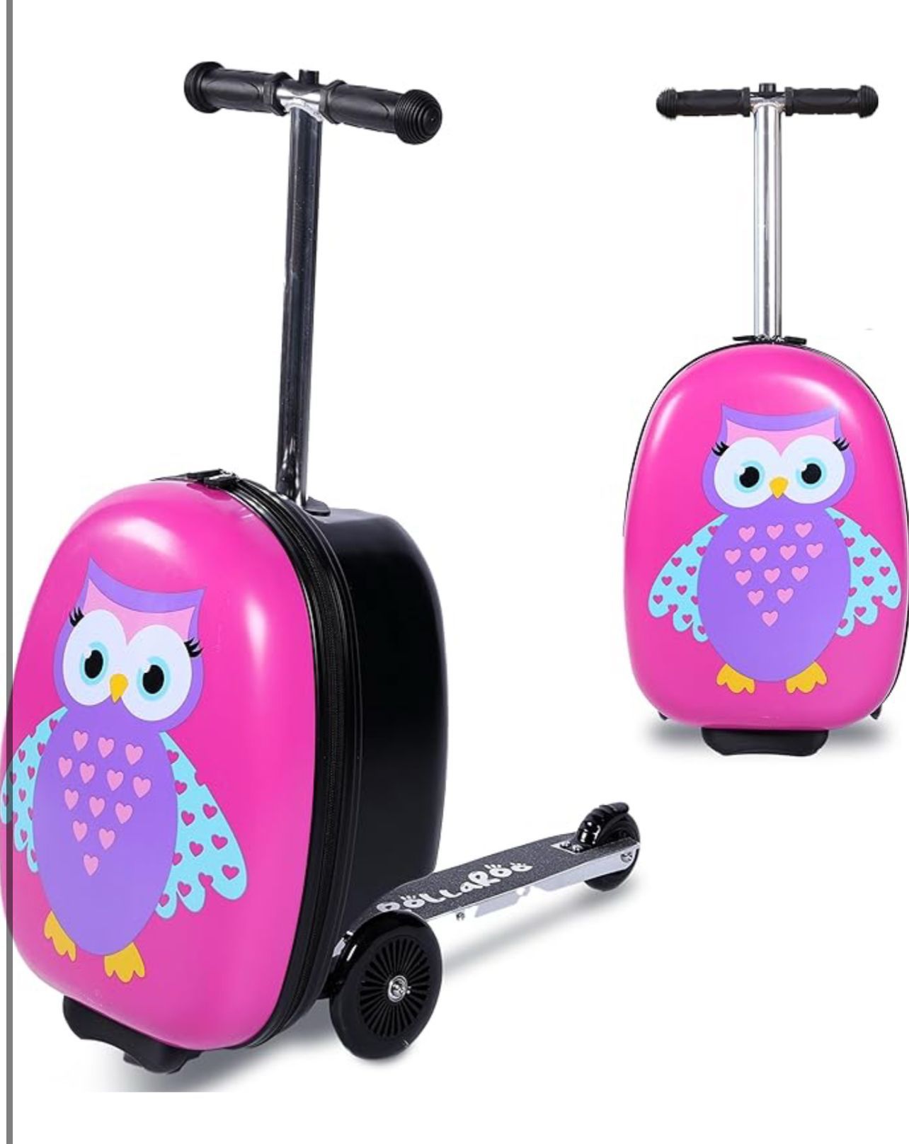 Brand New In The Box- Owl Kids Scooter Suitcase - Folding Kids Luggage with Wheels - Multifunctional Ride on Luggage Travel suitcase with Strong Grip,