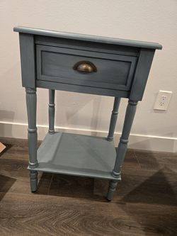 Grey blue green night stand or side table
