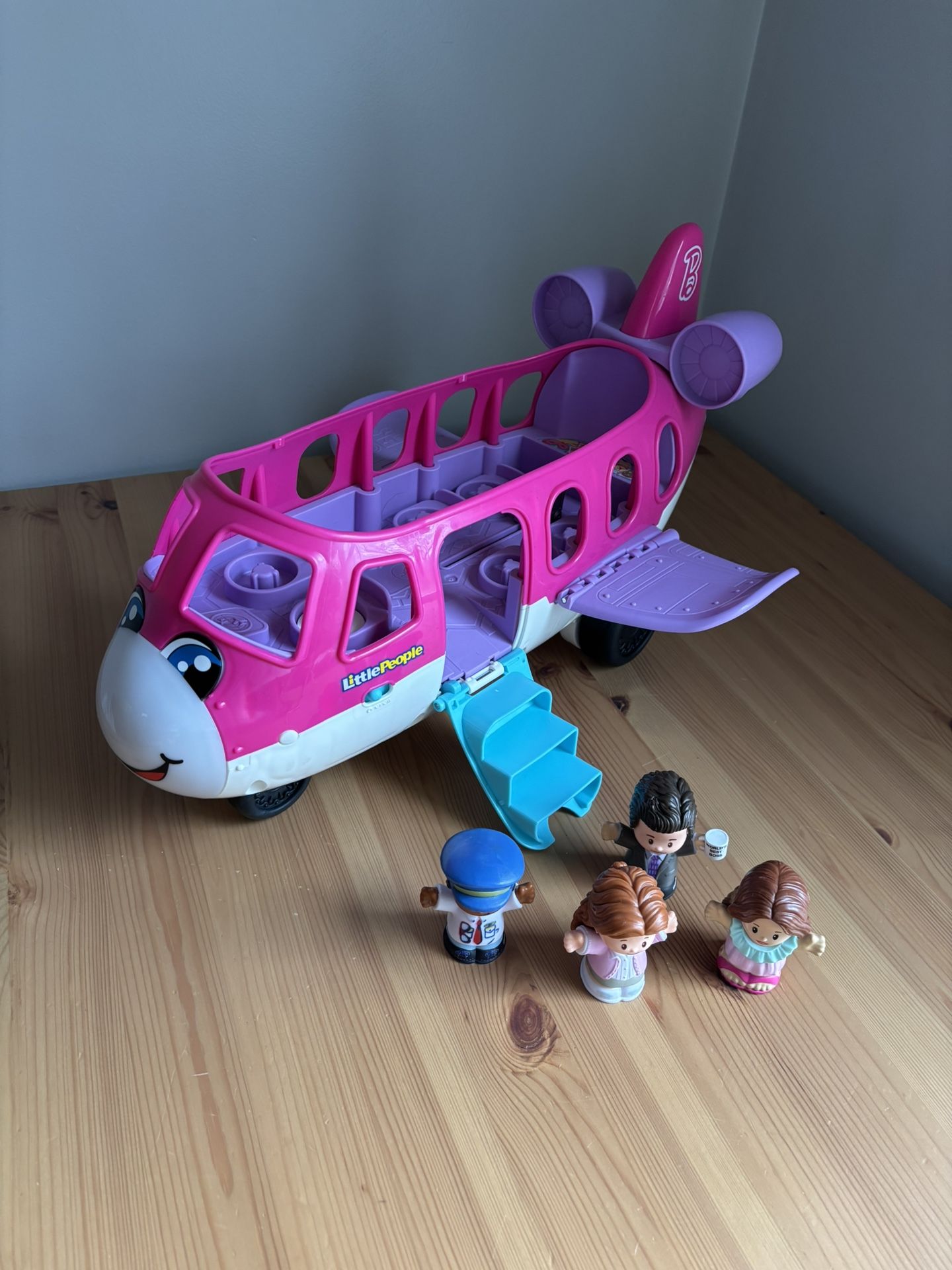 Fisher Price Little People Barbie Toy Airplane with Lights & Music With Figures, Little Dream Plane