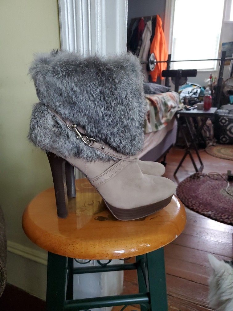 Coach Faux Fur High Heel Boots