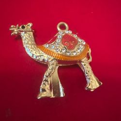 Gold-Tone Camel Pendant with Rhinestones