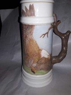 Beautiful Hand painted Eagles Stein