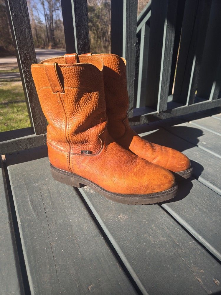 Justin Mens Boots Size 11.5D Style 4766 Brown Oil Resistant