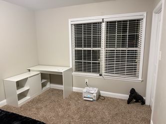White Corner Desk with Side Shelves