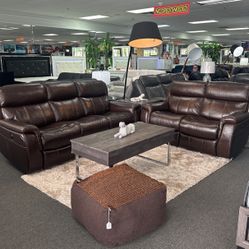NEW ARRIVAL‼️Top Grain Leather Sofa&Loveseat 4x POWER Recliners 