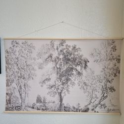 BRAND NEW 
Extra Large Canvas Print Wall Art Vintage Arboreal Trees in an Etching Illustrations Modern Art Relax/Calm Warm for Living Room, Bedroom, O