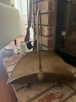 Brass Hammered Fireplace Log Holder