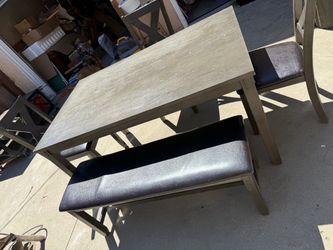 Dining Table Set with Bench and Chairs