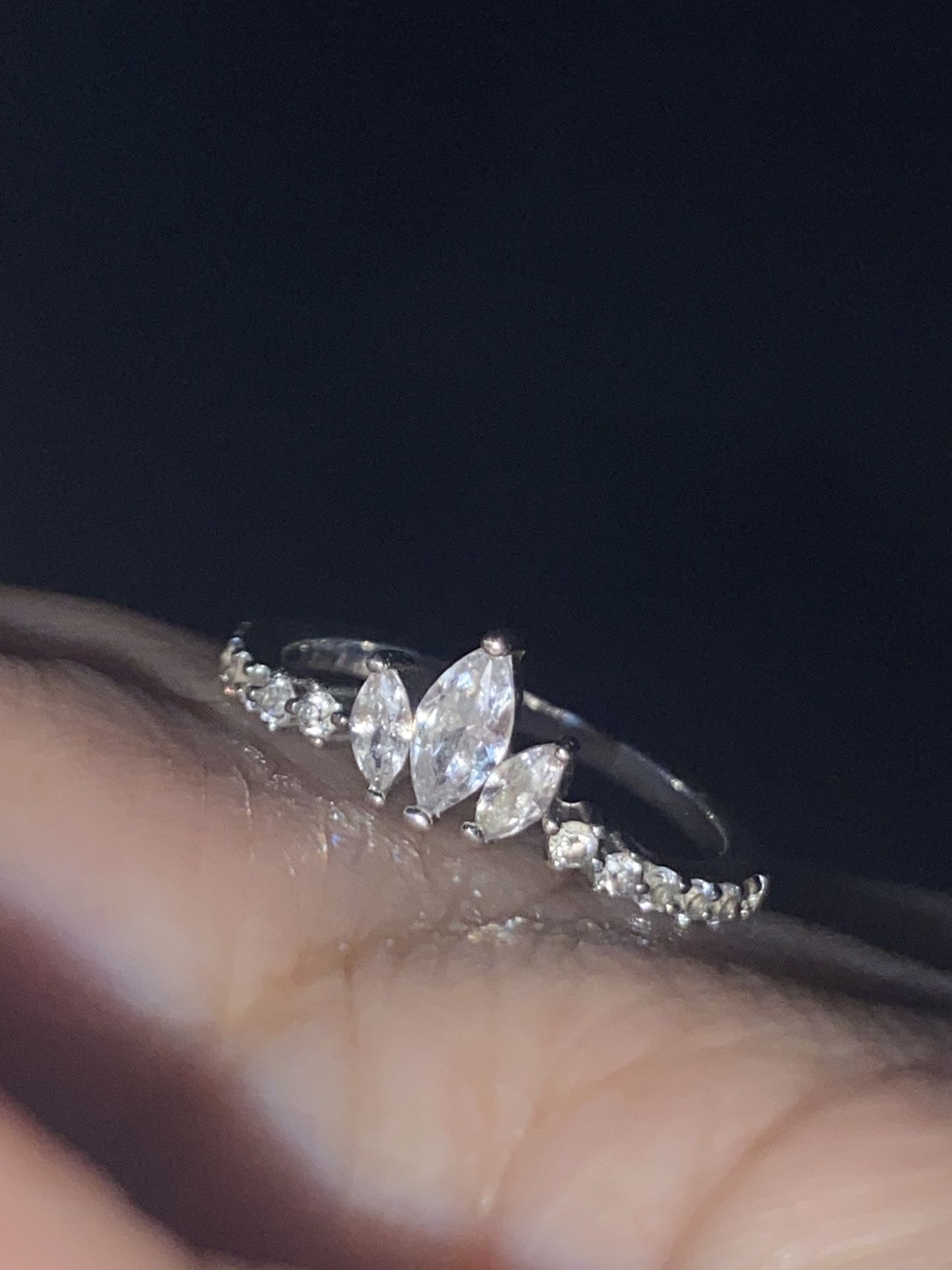 s925 white cz diamond tiara ring 🎀