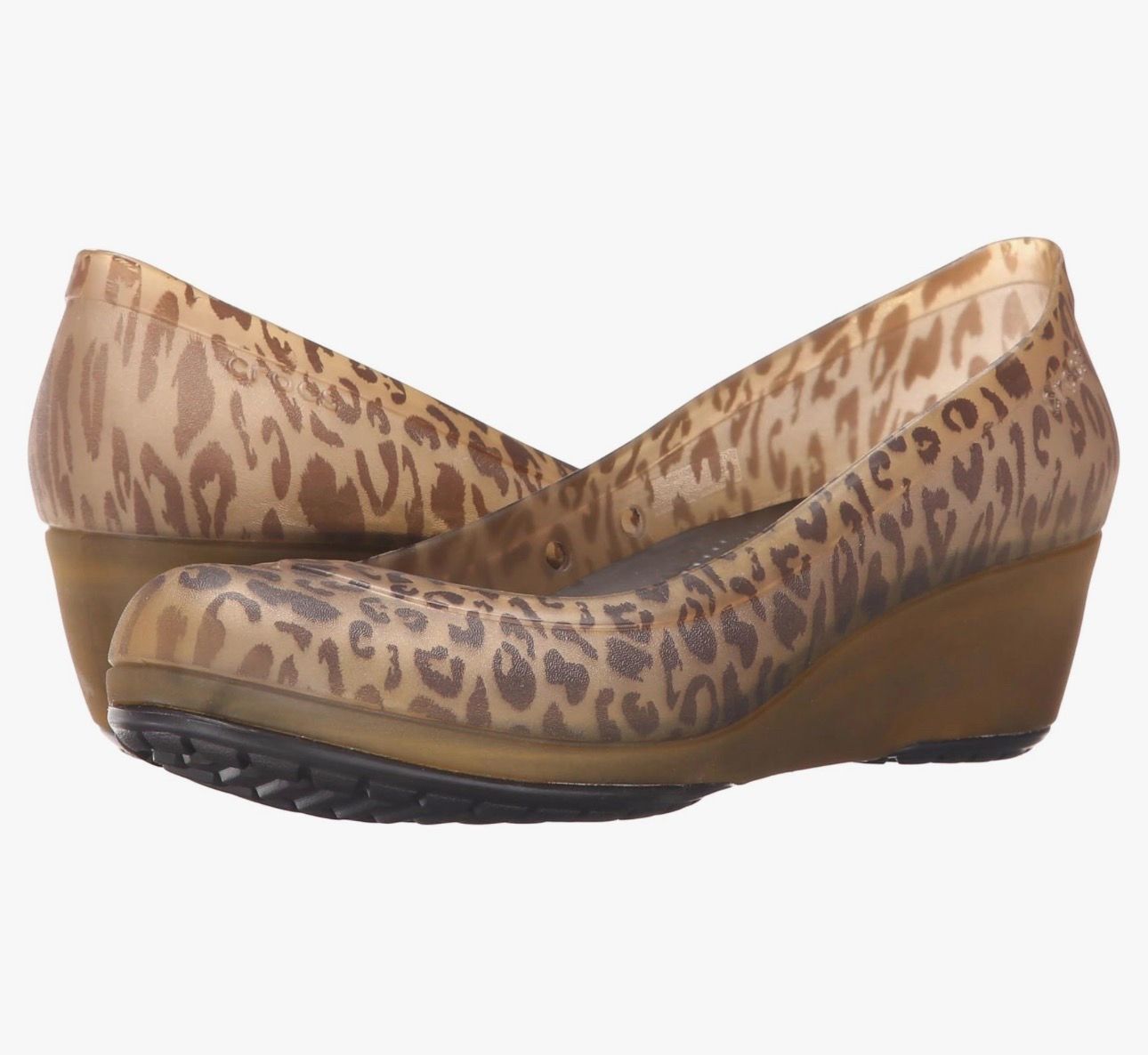 CROCS Leopard Print Wedge Pump in Brown and Tan Size 8