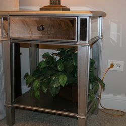 Mirrored Nightstand Silver