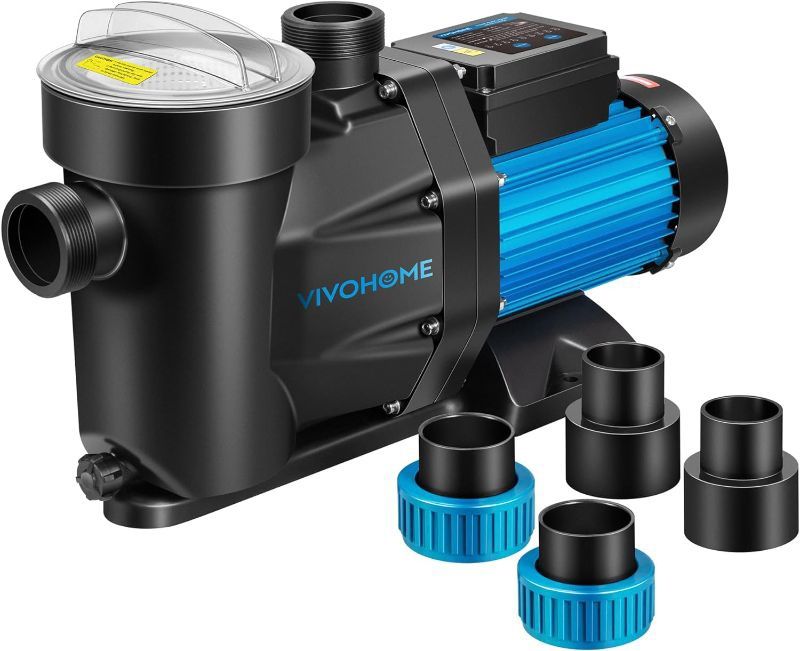 VIVOHOME 2.0 HP Powerful Self Primming 7140 GPH Swimming Pool Pump W/Timer For Inground Pool 1.5" & 2.0'' PVC Pipe Fittings 115V Energy Saving W/Strai