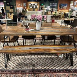 80” Solid Wood Dining Set/ 6 Pc Dining Set/ Sheesham Wood Dining Set