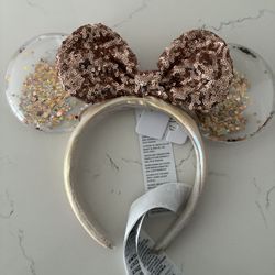 NEW Disney Minniefg Mouse Rose Gold Sequin Ears Headband