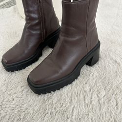 Brown Boots Women Size 7 Leather 