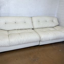 Tyffanie Mid Century Luxury Genuine Leather Sofa 102.4” L 