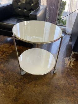 White Glass Side Table