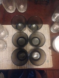 Set of 6 Smoked Glass Drinking Glasses