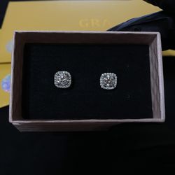 Moissanite Square Halo Earrings 