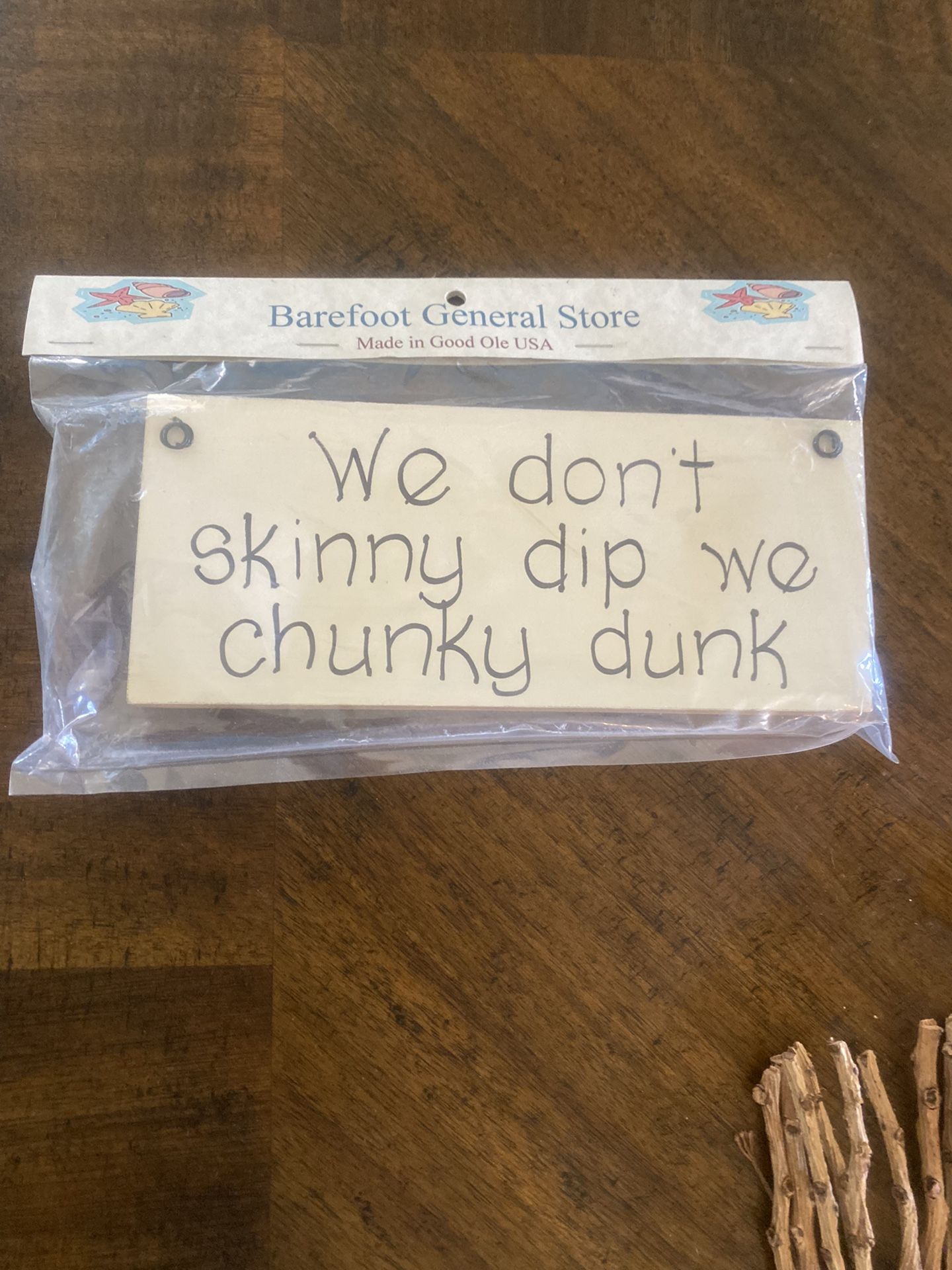 NEW Wood Plaque We Dont Skinny Dip We Chunky Dunk - Pool Beach Decor