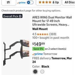 ARES WING Dual Monitor Wall Mount