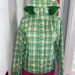 Womens Lime Green & Yellow Nylon Rain Jacket By The North Face Size Small 