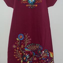 Pink (Rosa Mexicano) Embroidered Dress