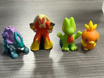 Pokémon Lot Of 4 2002 V-Trainer Thinkchip Figures Suicune torchic Untested Used