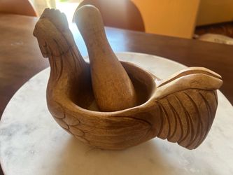 Pottery barn Carved Wooden Rooster Mortar and Pestle
