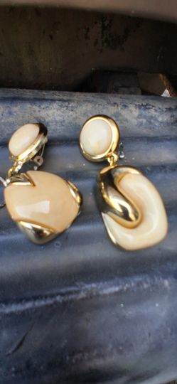 Gold-Tone Clip-On Dangle Earrings