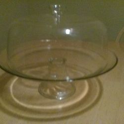 11” Glass Pie or Cake Stand with Dome 