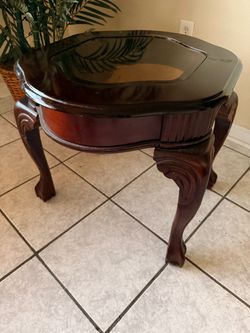 Traditional Wood & Glass End Table – $30