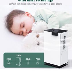 Dehumidifiers for Home with Remote Controller, Ultra Quiet Dehumidifier for 660 sq ft, 2 Speed Modes, Breath Light Mode, Auto-Off, Perfect for Living 