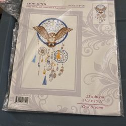 Wool Acrylic Crosstitch Owl dreams, 25×40 cm 9 3/4” x 15 3/4”