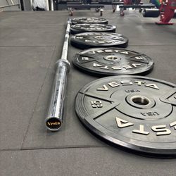 Advanced Olympic Barbell (weight load capacity 800lb) + Bumper Weight Plate BUNDLE