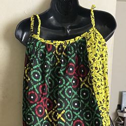 African Ankara  Summer Cotton Spaghetti Strap Dress
