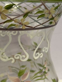 Glass Vase, Hand Painted Dainty Floral Design Thumbnail