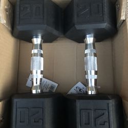 Pair of New 20 Lb Rubber  Dumbbells Total 40 Lbs