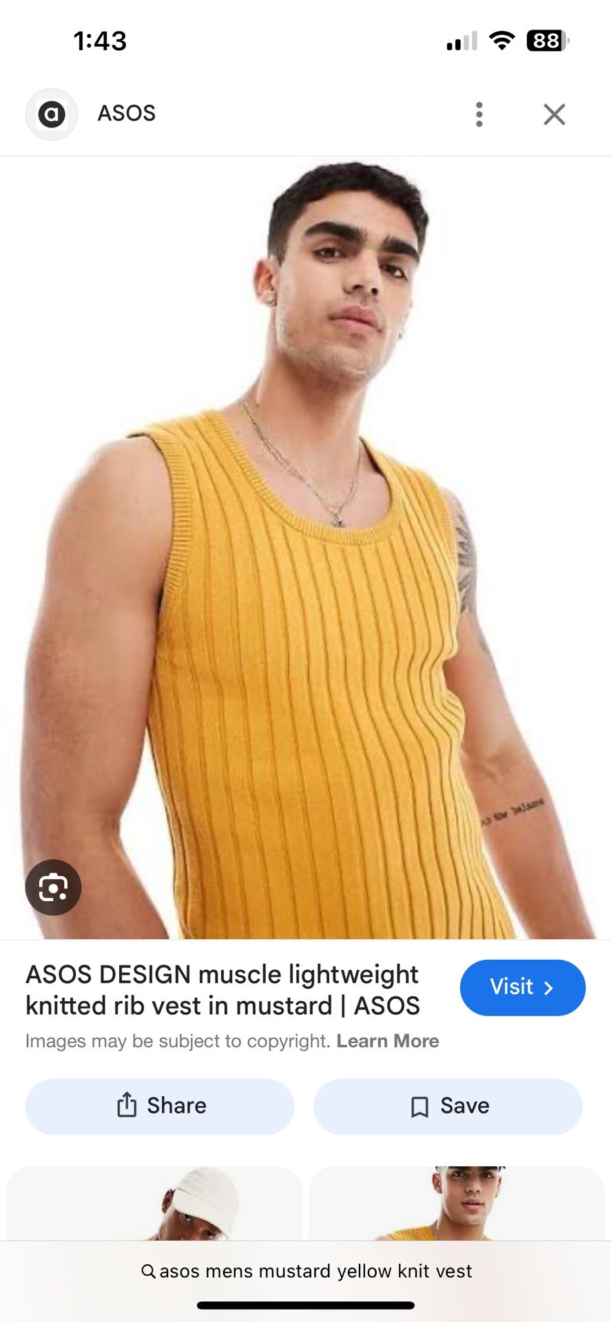 ASOS Design Mustard Yellow Rib Knit Vest