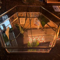 Octagonal Mirror Glass Vanity Tray - Ornate Makeup & Perfume Organizer,