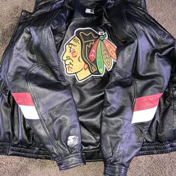 Blackhawks x Starter leather jacket