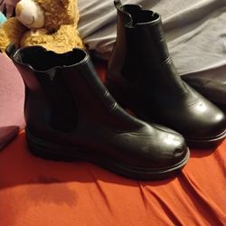 Black Leather Ankle Boots Size 11 Wide