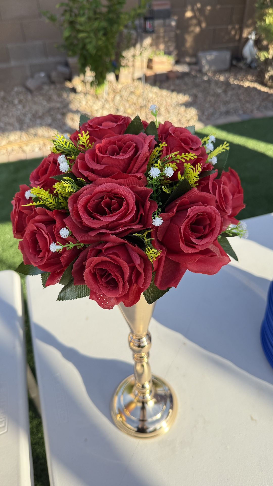 BLOSMON 10 Pcs Crimson Red Rose Flower Balls (9.5”)