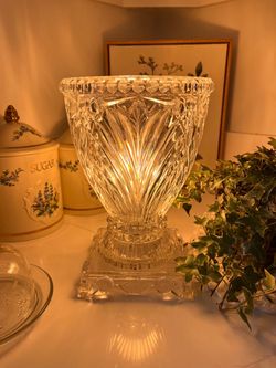 Crystal clear lead. Vintage crystal hurricane lamp