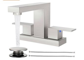 Androme 8 in. Widespread Double-Handle Bathroom Faucet with Pop-up Drain 3-Hole Vanity Sink Faucet Spout