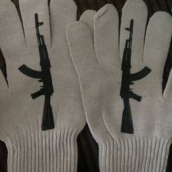 Retro Punk Garbage Printed Gloves 2000s 